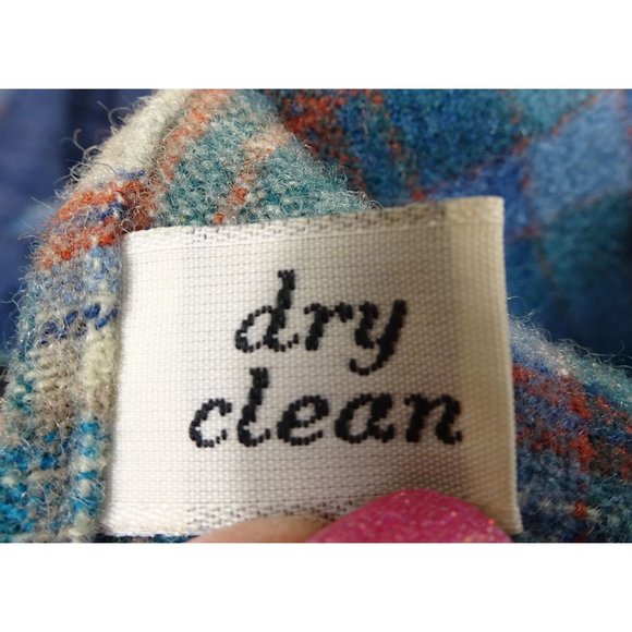 Pendleton Blue Plaid Jacket Moth HOLE XL Dry Clean Wool - Picture 4 of 10